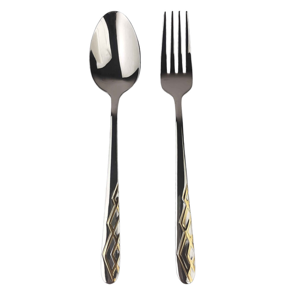 Ensemble de Couverts Cuillères et Fourchettes Design Doré 12 Pièces Modèle Linéaire