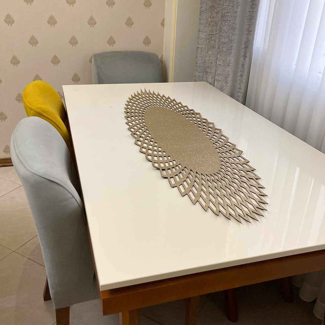 Couverture de Table en Simili Cuir avec Design Élégant Pailleté