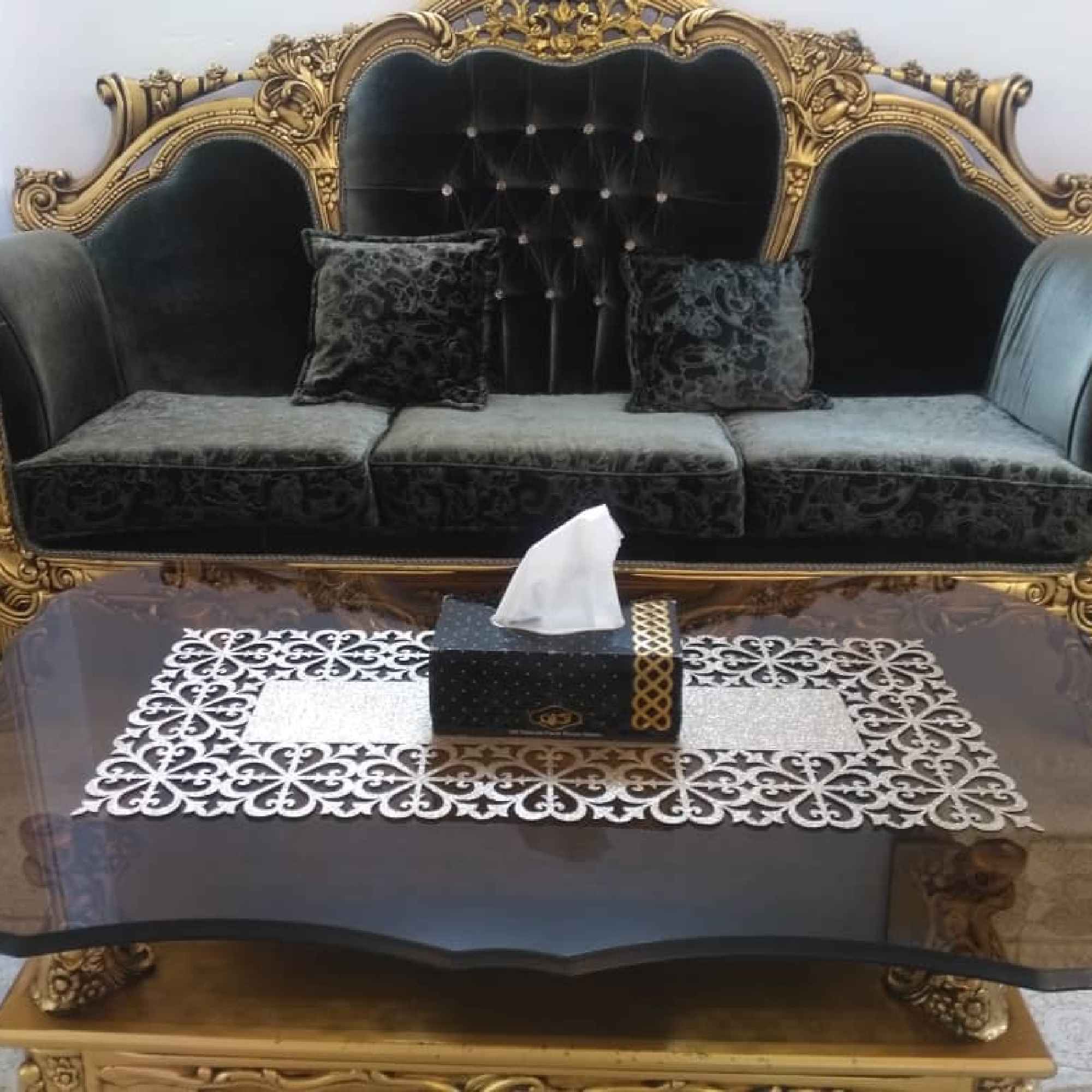 Couverture de Table en Simili Cuir Rectangulaire Chic avec Paillettes