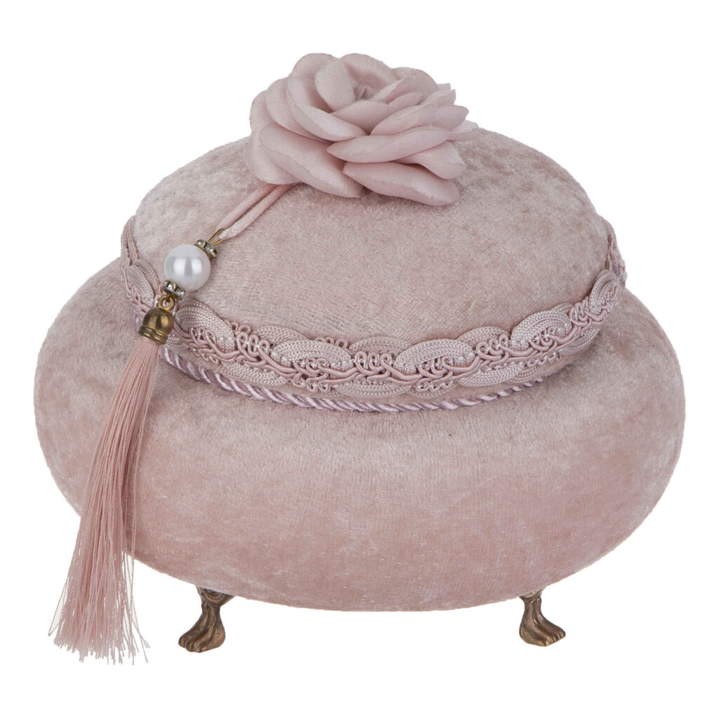 Boîte à bijoux en velours avec poignée fleur chic