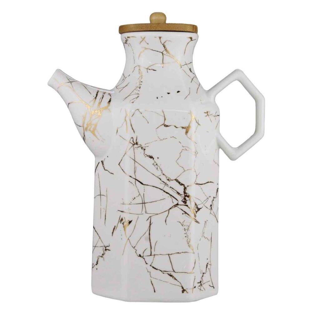 Bouteille Distributrice d'Huile en Céramique Blanche Pratique pour la Cuisine de Tous les Jours