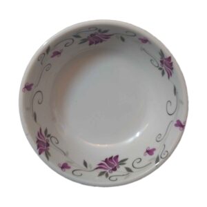 Ensemble de Bols de Vaisselle en Mélamine Blanc, Lavable au Lave-vaisselle – Modèle Floral (Ensemble de 6)