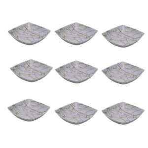 Ensemble de Bols de Vaisselle en Mélamine Blanc, Lavable au Lave-vaisselle – Modèle Marbré (Ensemble de 6)