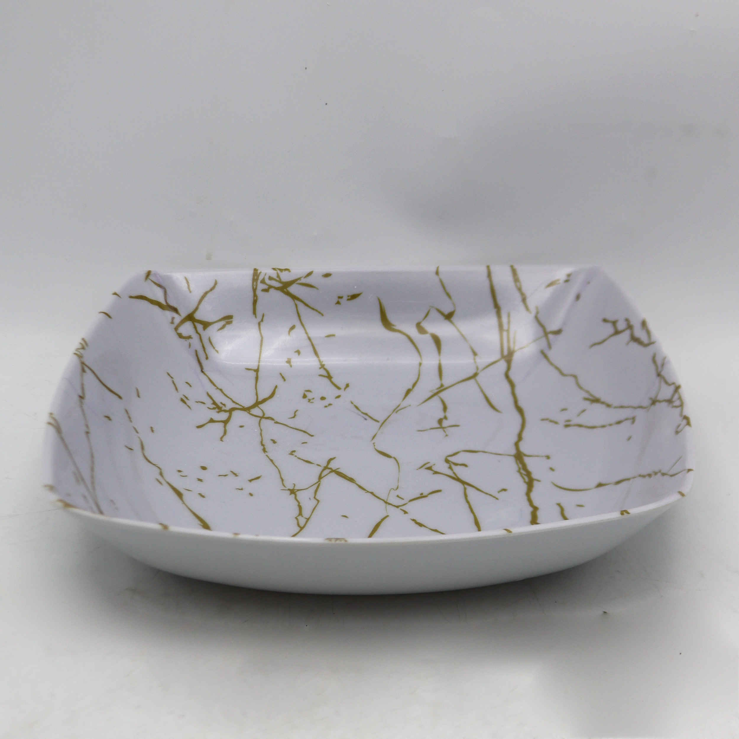 Ensemble de Bols de Vaisselle en Mélamine Blanc, Lavable au Lave-vaisselle – Modèle Marbré (Ensemble de 6)