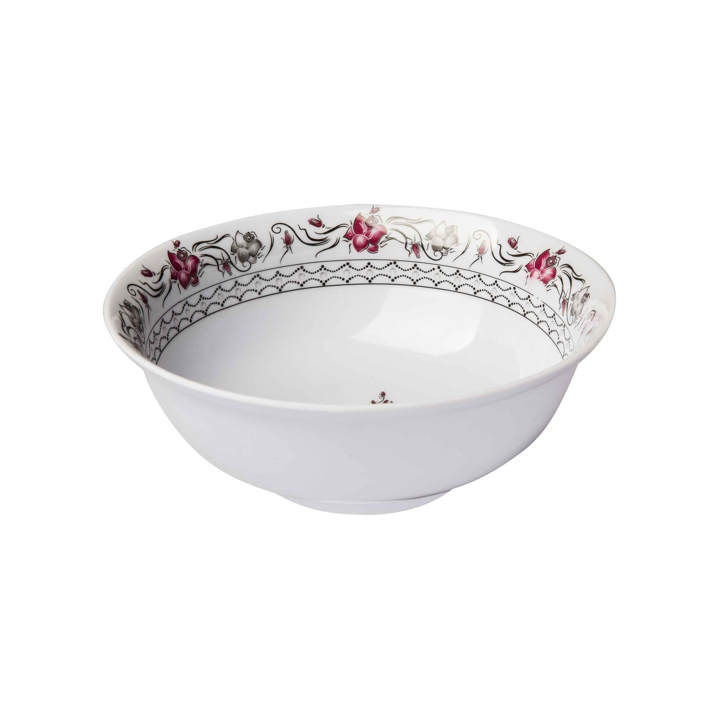 Ensemble de Bols de Vaisselle en Mélamine Blanc, Lavable au Lave-vaisselle - Modèle Hani (Ensemble de 6)