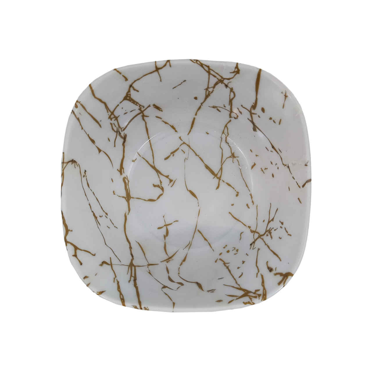 Ensemble de Bols de Vaisselle en Mélamine Blanc, Forme Carrée – Design Marbré (Ensemble de 6)