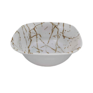 Ensemble de Bols de Vaisselle en Mélamine Blanc, Forme Carrée – Design Marbré (Ensemble de 6)