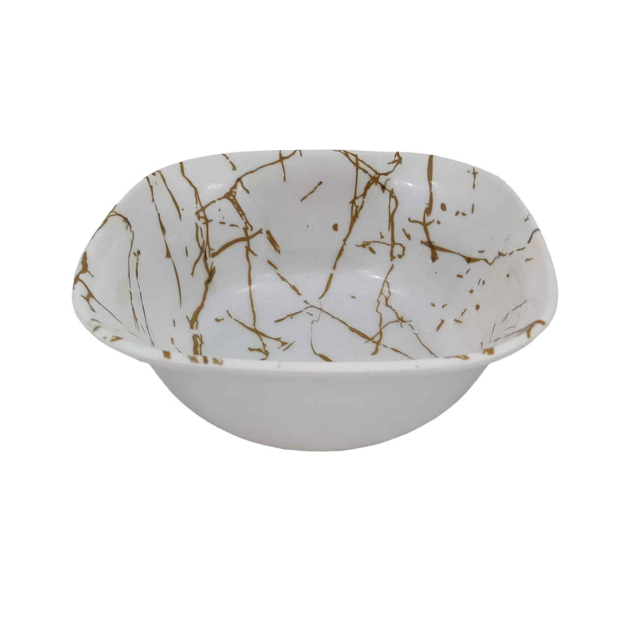 Ensemble de Bols de Vaisselle en Mélamine Blanc, Forme Carrée - Design Marbré (Ensemble de 6)