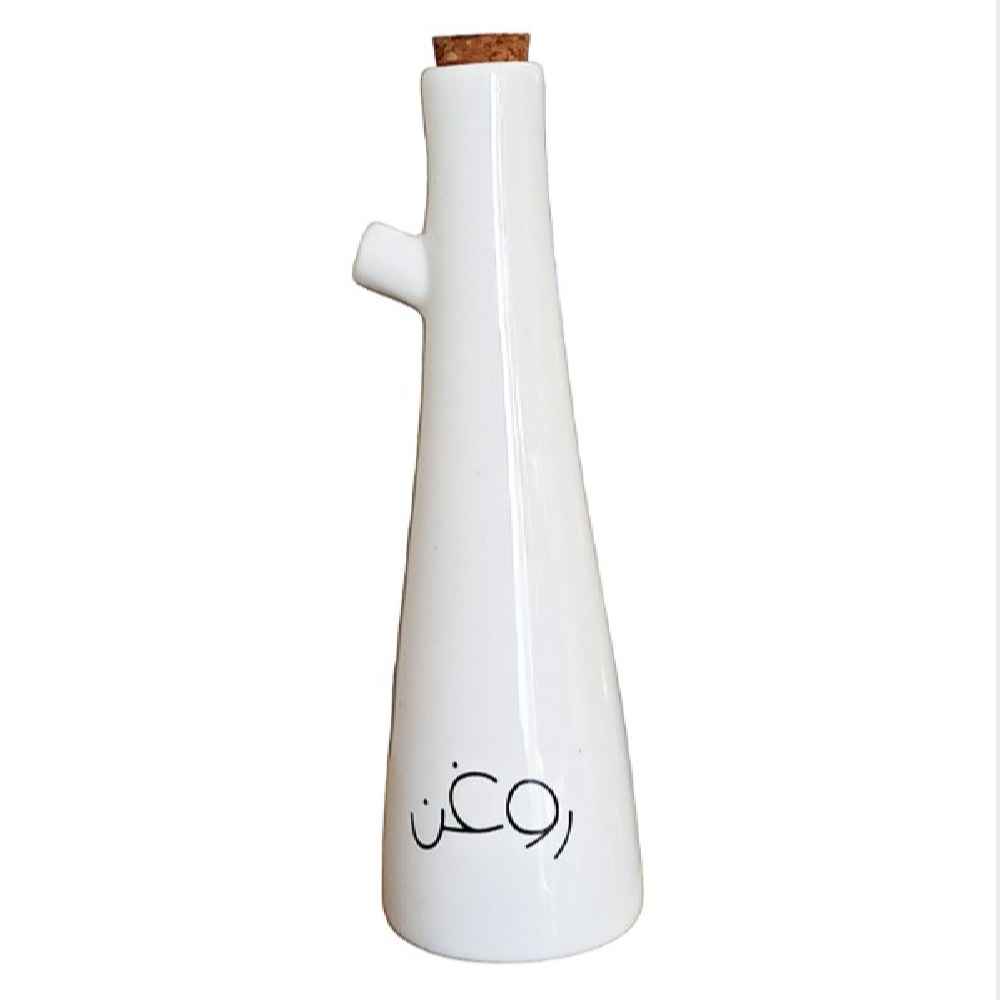 Bouteille Distributrice d'Huile en Porcelaine Blanche de Table pour la Cuisine