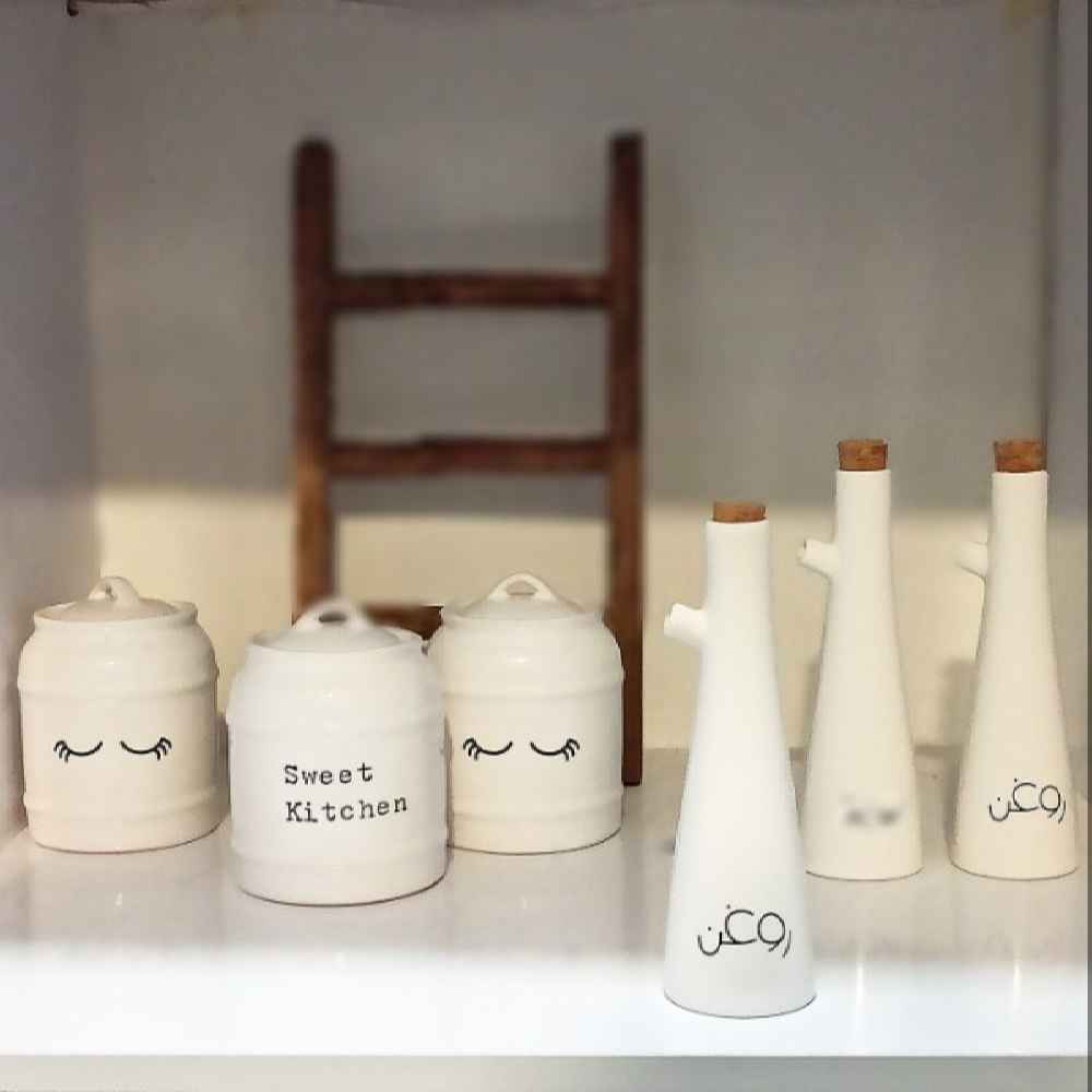 Bouteille Distributrice d’Huile en Porcelaine Blanche de Table pour la Cuisine