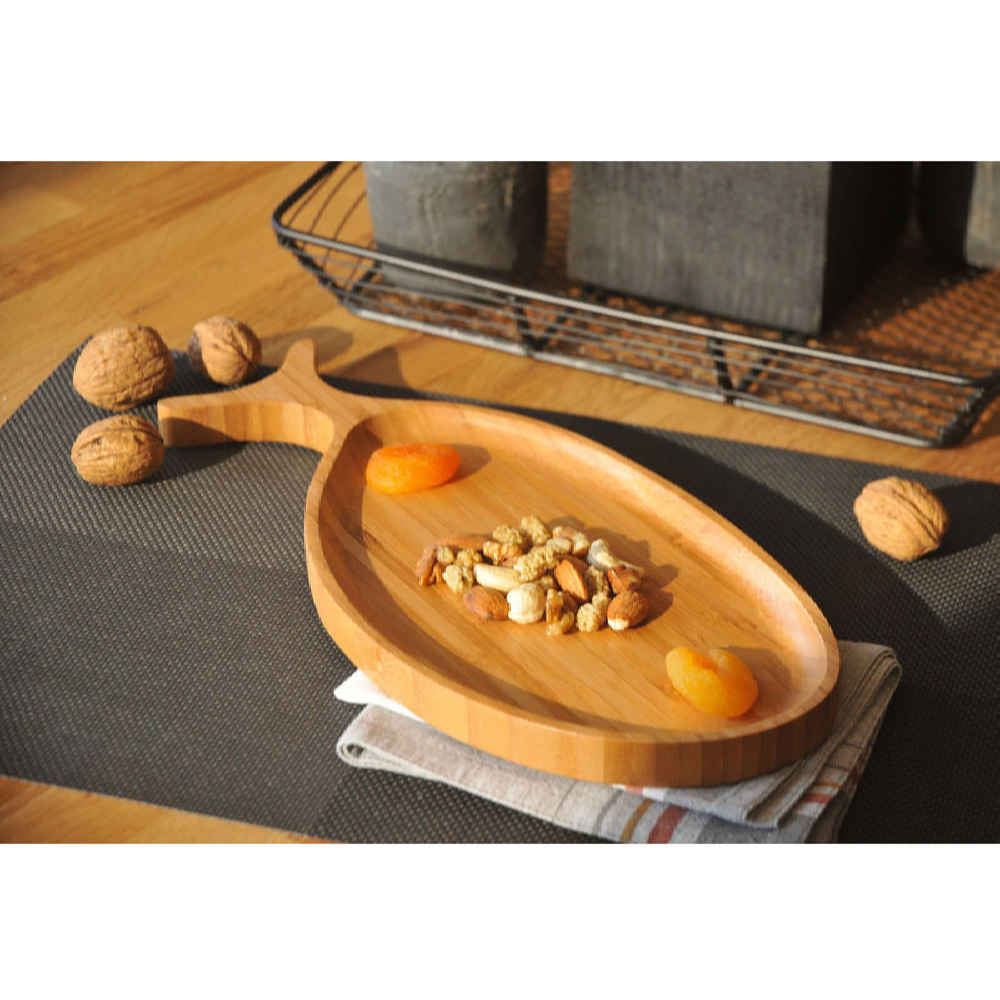 Plateau de service en forme de poisson – Style bambou pour une présentation originale