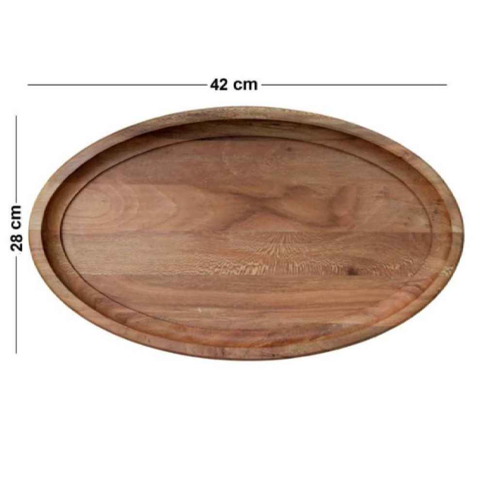 Plateau rustique de forme ovale – Plateau en bois modèle Simple