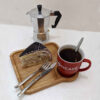 Plateau en bois à deux compartiments avec porte-tasse – Modèle Square