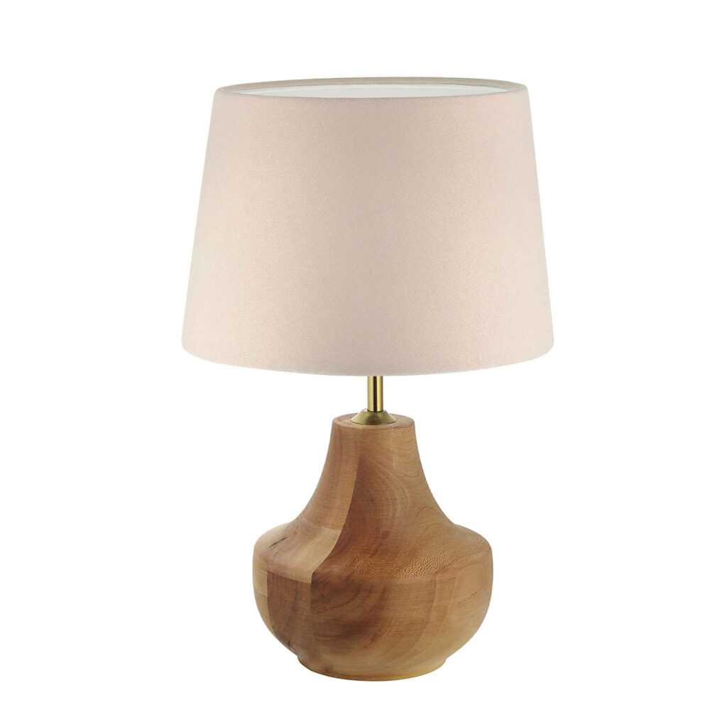 Lampe de table en bois avec abat-jour en tissu – modèle Farsam