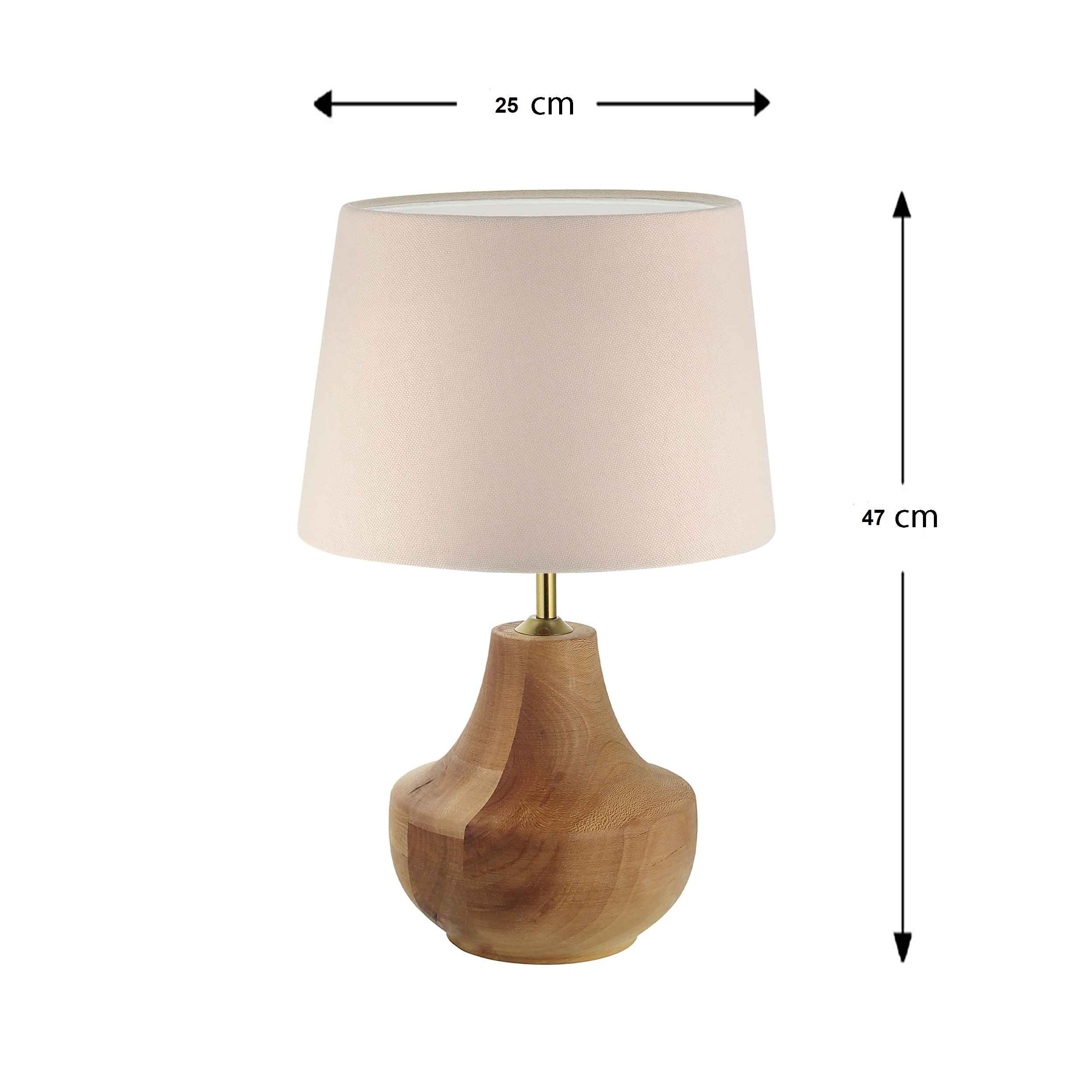 Lampe de table en bois avec abat-jour en tissu – modèle Farsam