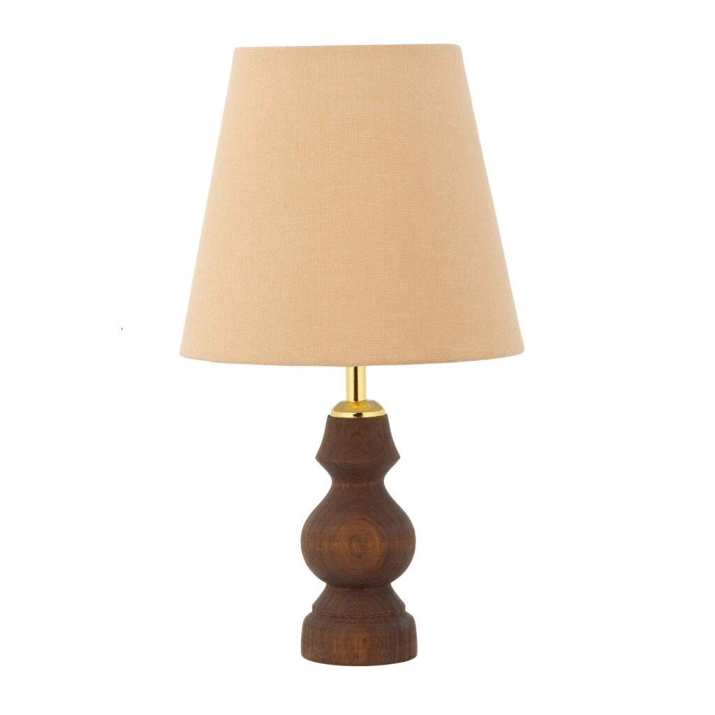 Lampe de table en bois avec abat-jour en tissu