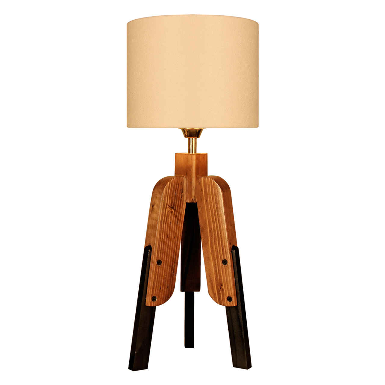 Lampe de table en bois avec abat-jour rond – modèle Masina