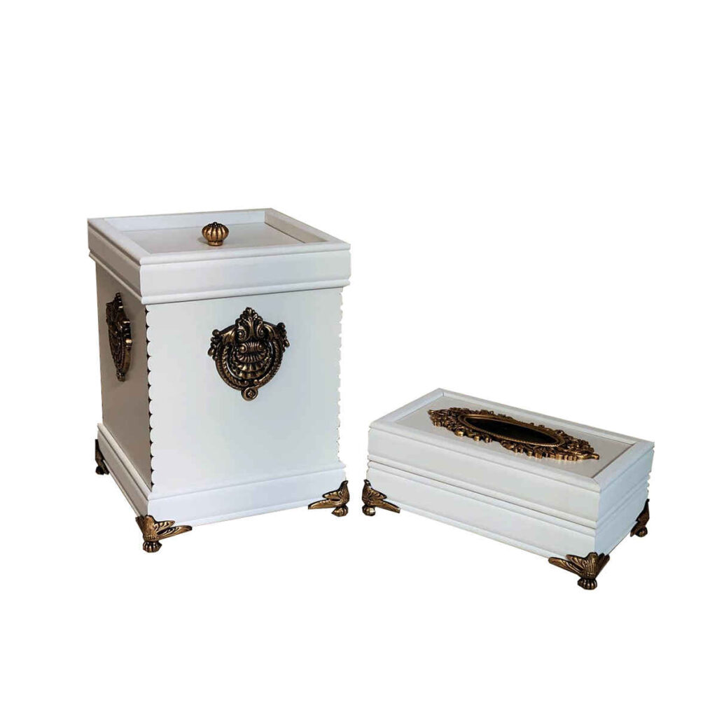 Ensemble corbeille et boîte à mouchoirs en bois – Modèle Rasta