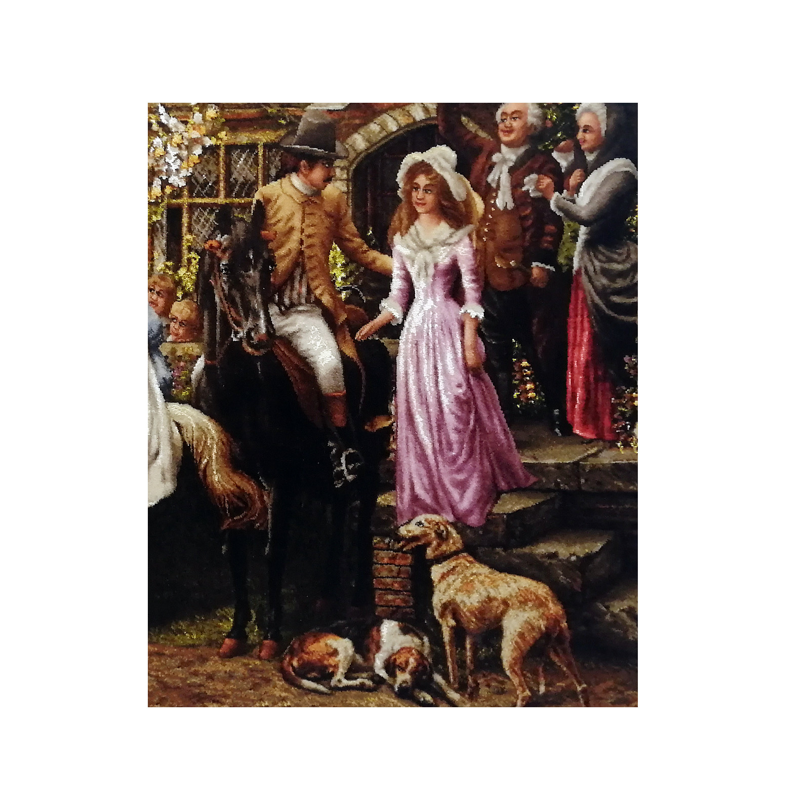 Tapis persan figuratif noué à la main de Tabriz représentant Alfred William Strutt – Une jeune fille et son garçon