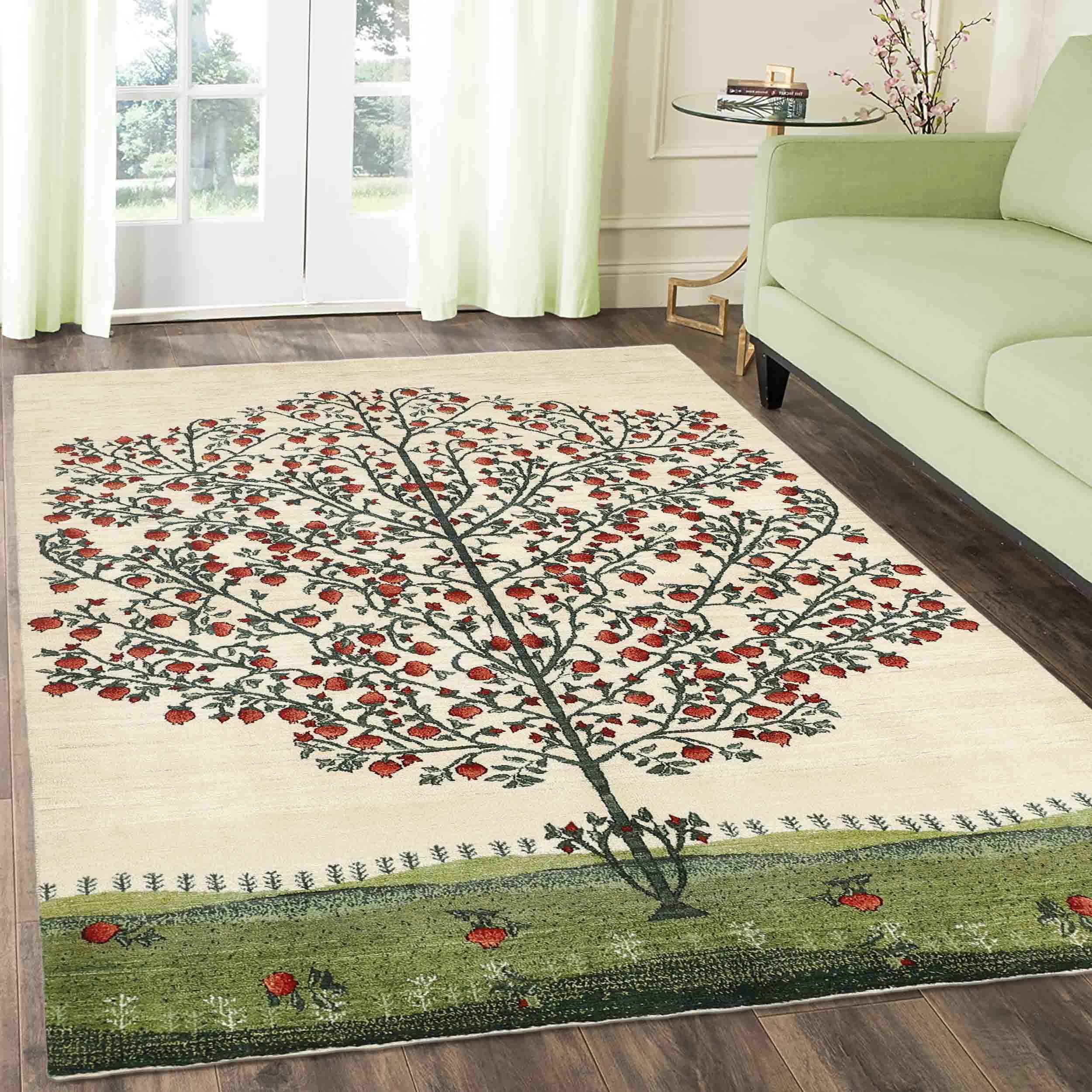 Tapis Gabbeh en laine persane tissé à la main à Shiraz Arbre