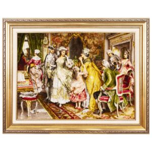 Tapis persan figuratif noué à la main de Tabriz représentant L’attente d’Arturo Ricci