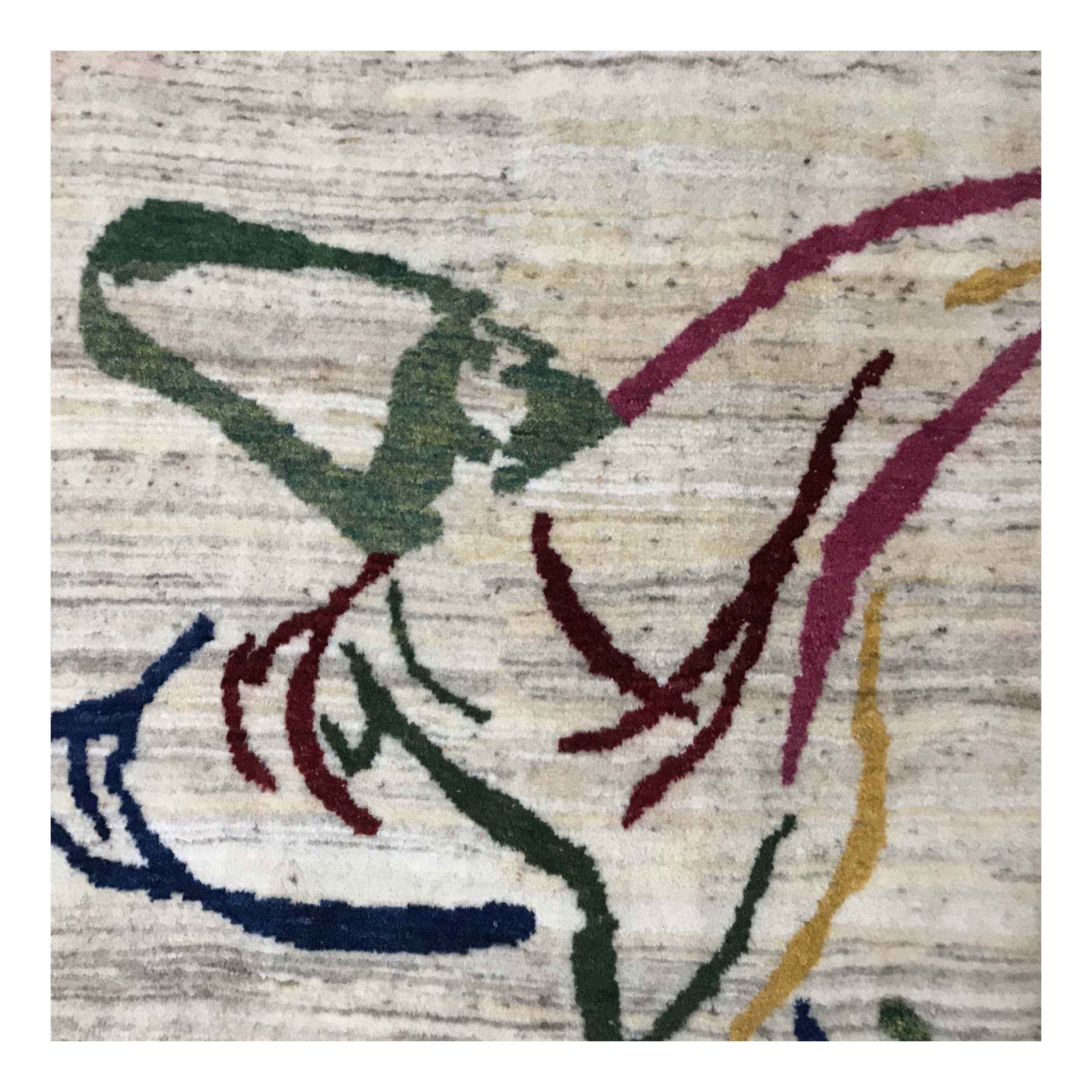 Tapis Gabbeh en laine persane tissé à la main en Fars Derviche Tourneur