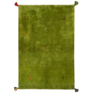 Tapis Gabbeh en laine persane authentique tissé à la main en Fars vert