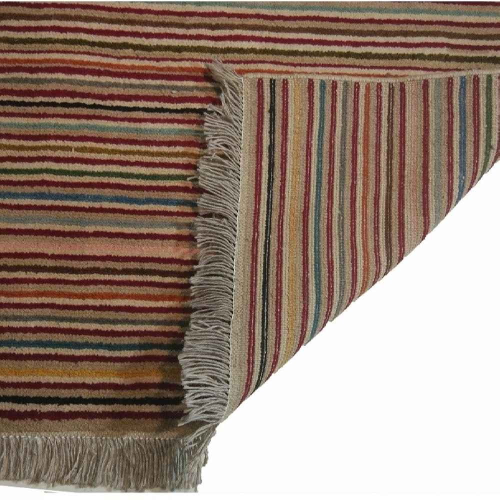 Tapis Gabbeh en laine persane authentique tissé à la main Rayé Rouge