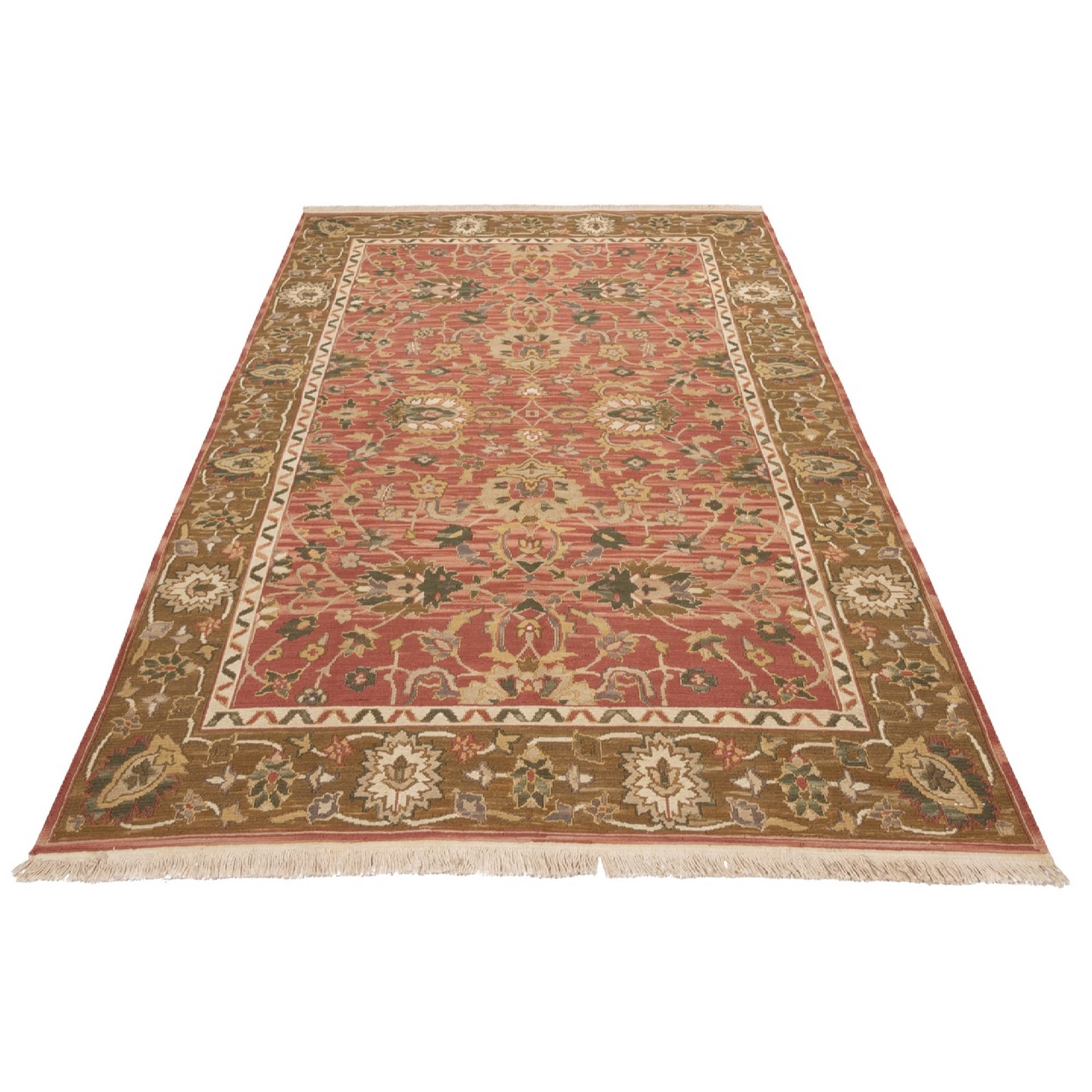 Tapis en laine Kilim persan authentique tissé à la main en Fars bordé saumon