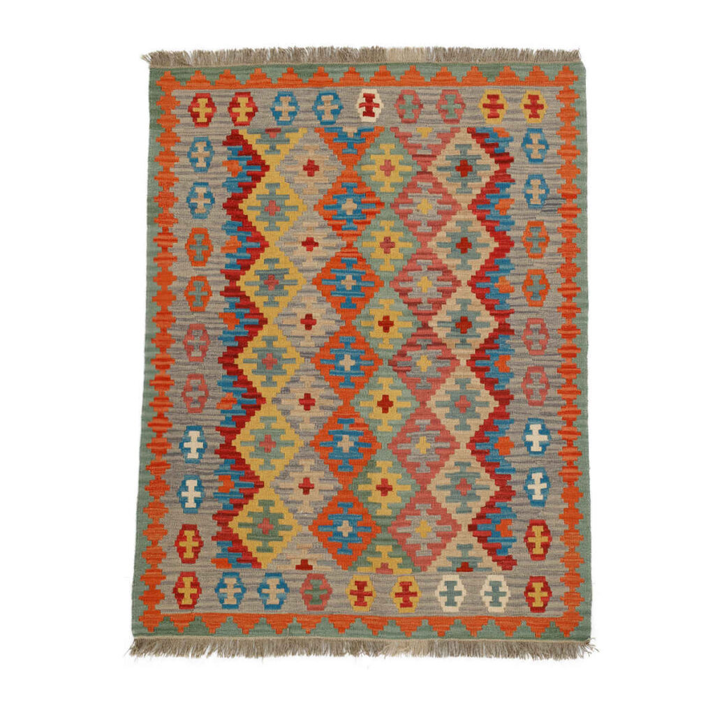 Tapis Kilim en laine persane authentique tissé à la main en Fars Tribal Orange