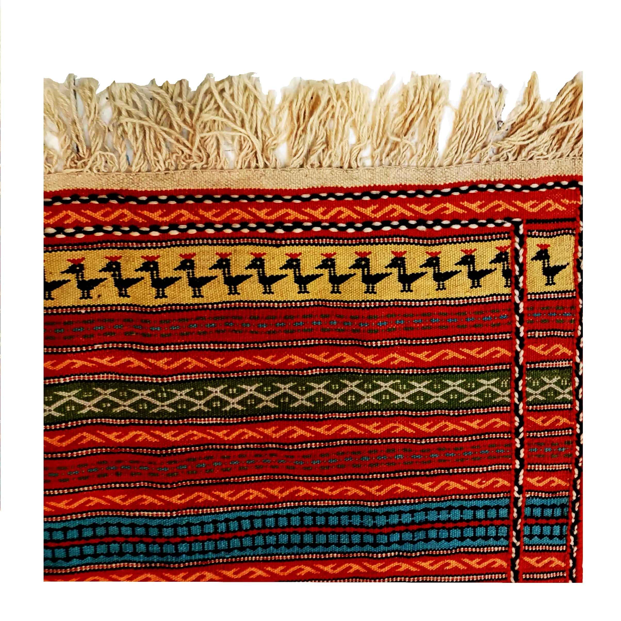 Tapis en laine Kilim persan authentique tissé à la main en Khorasan rayé rouge