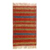 Tapis en laine Kilim persan authentique tissé à la main en Khorasan rayé rouge