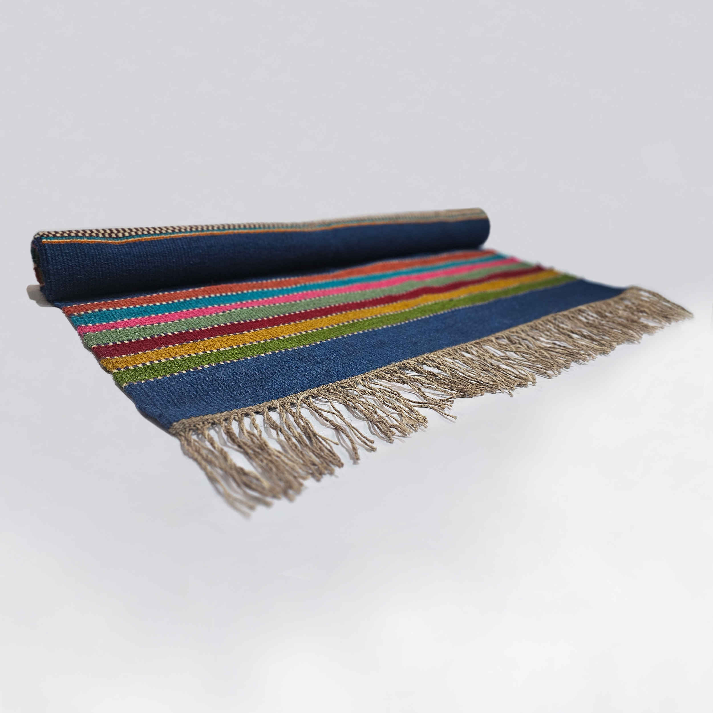 Tapis Kilim en laine persane authentique tissé à la main en Lorestan Bleu