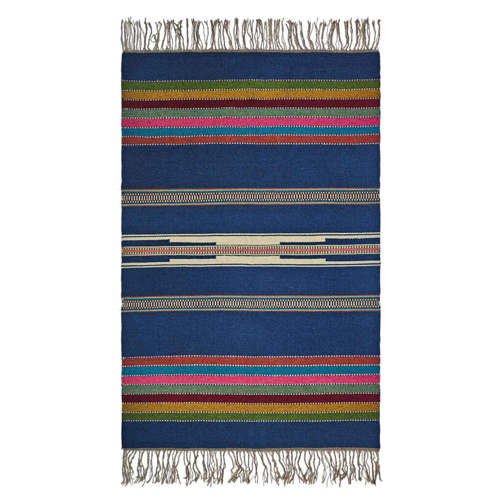 Tapis Kilim en laine persane authentique tissé à la main en Lorestan Bleu