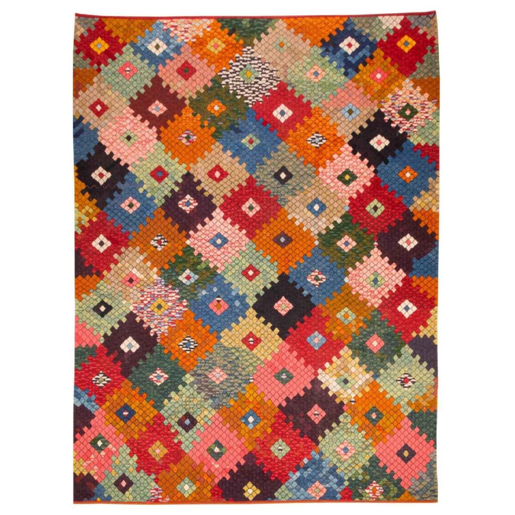 Tapis Kilim en laine persane authentique tissé à la main à Bijar Géométrique
