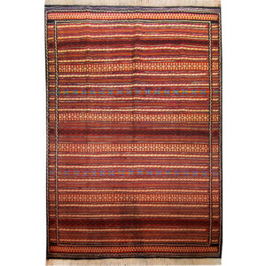 Tapis Kilim en laine persane authentique tissé à la main traditionnellement Rayé