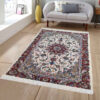 Tapis persan authentique en soie noué à la main à Kashan Toranj crème