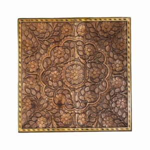 Plateau de Backgammon Fait Main avec Motif Floral Complexe en Noyer