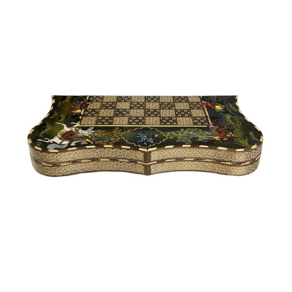 Plateau de Backgammon en Marqueterie Incrustée Fait Main avec Maîtrise Exquise du Khatamkari