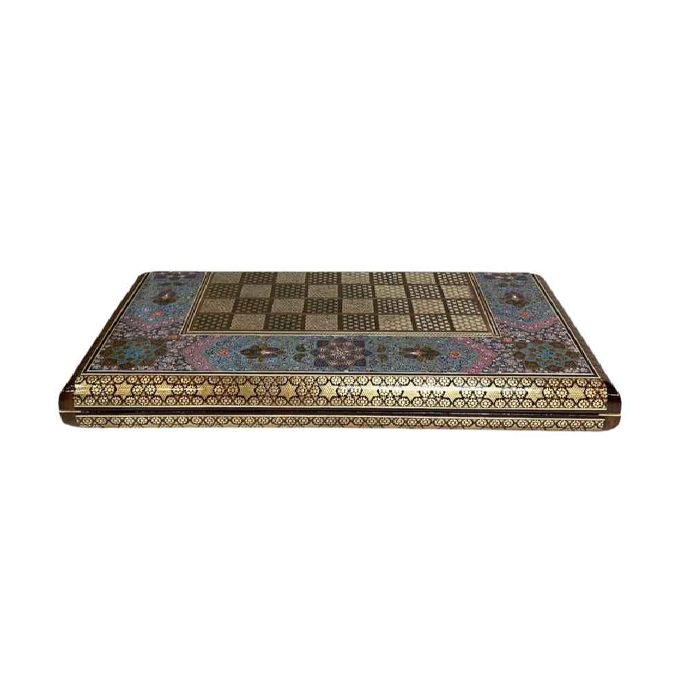 Plateau de Backgammon en Marqueterie Incrustée Fait Main avec Design Traditionnel Khatamkari