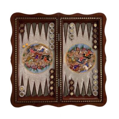 Plateau de Backgammon en Marqueterie Incrustée Design Chovgan par des Artisans Qualifiés