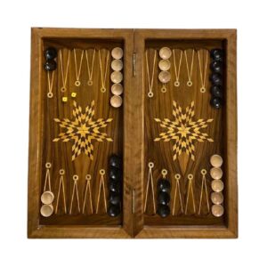 Plateau de Backgammon et d’Échecs Fait Main en Bois de Noyer Hashtpar