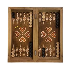 Plateau de Backgammon et d’Échecs Fait Main en Bois de Noyer Pichak