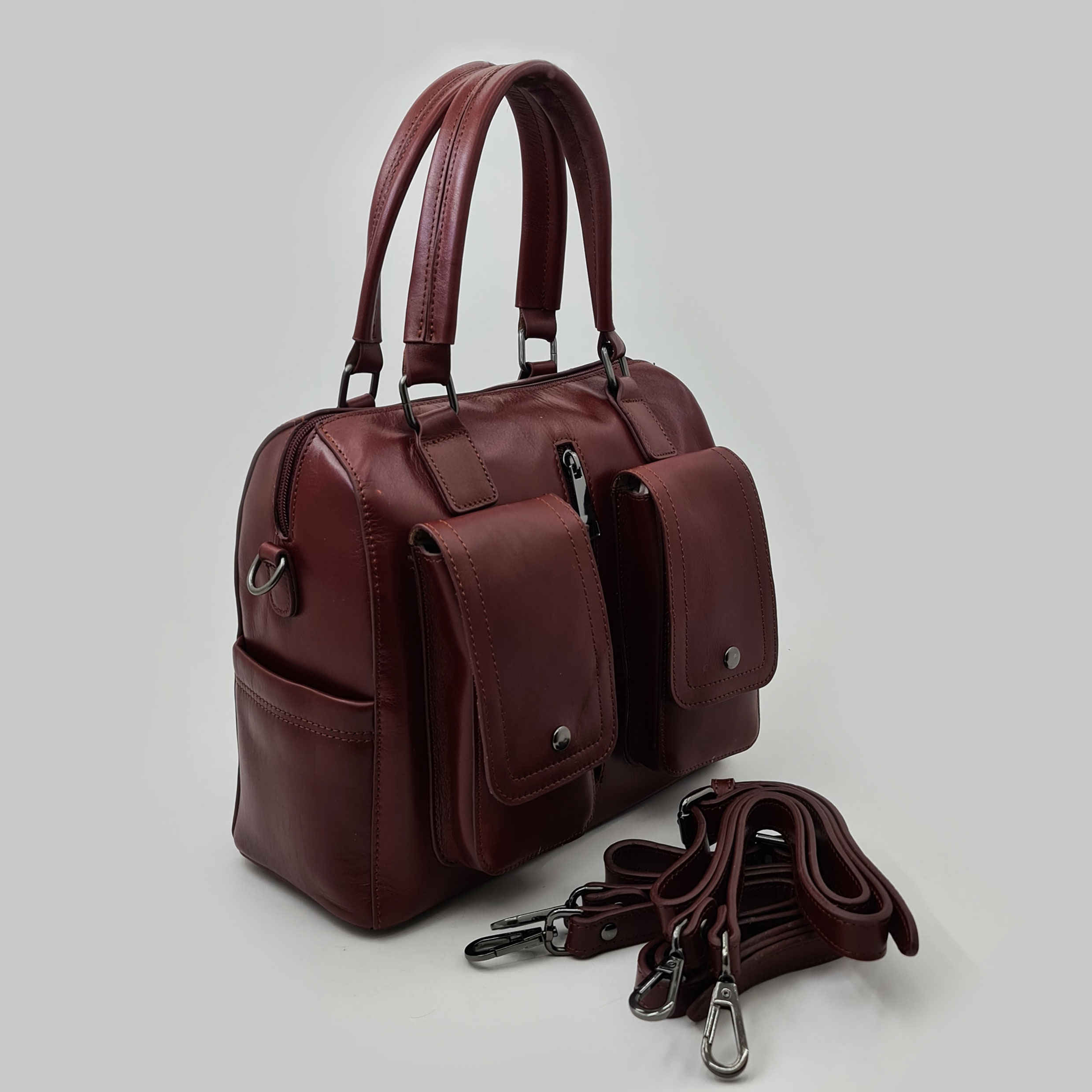 Sac à main Bauletto en cuir avec design à double poche pour femmes