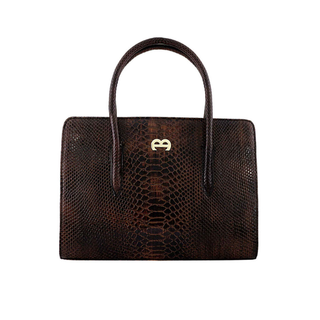 Sac à main Bauletto en cuir avec motif peau de serpent et grande capacité