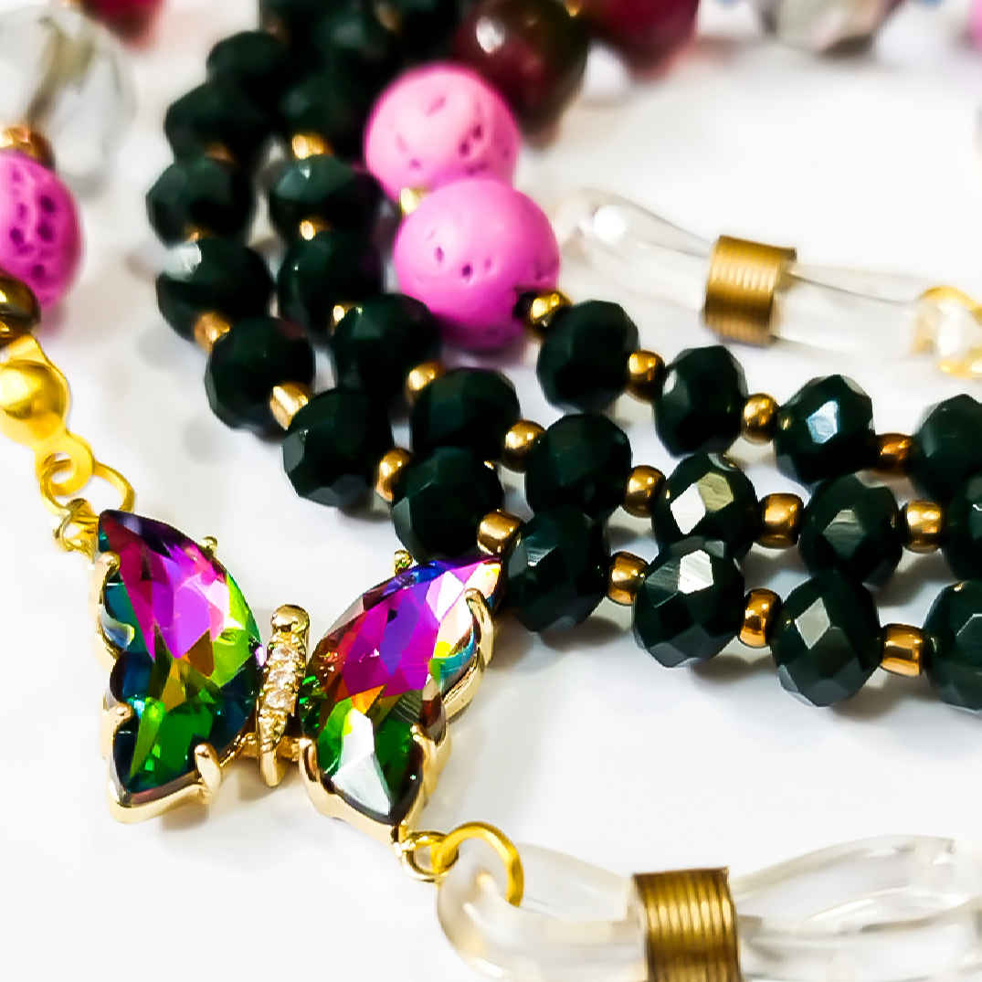 Chaîne de lunettes perlée – Perles de cristal & agate pour un usage quotidien