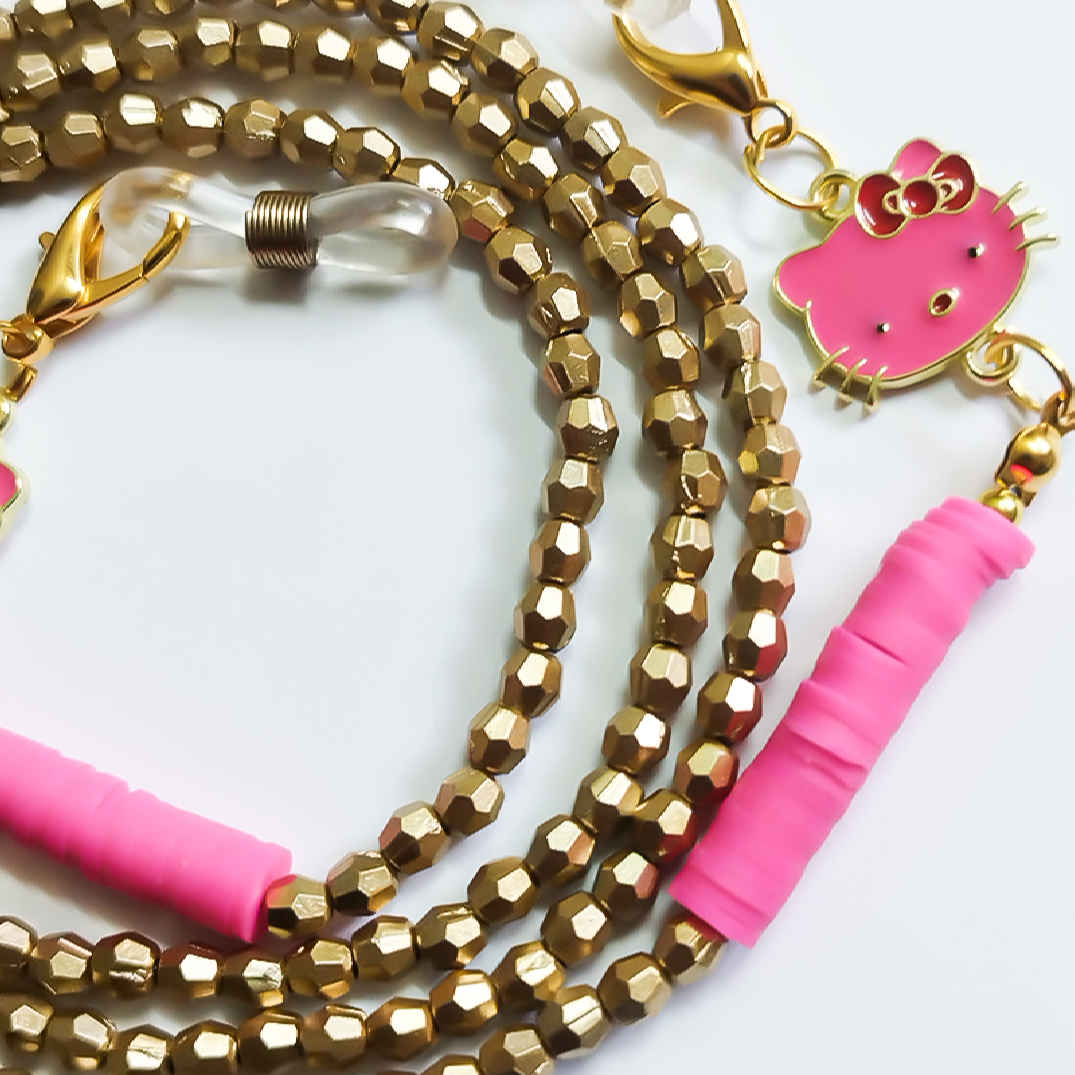 Chaîne de lunettes perlée – Élégante & fonctionnelle avec design Hello Kitty