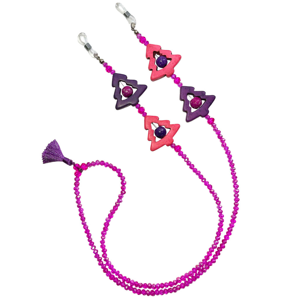 Chaîne de lunettes perlée – Perles de cristal roses