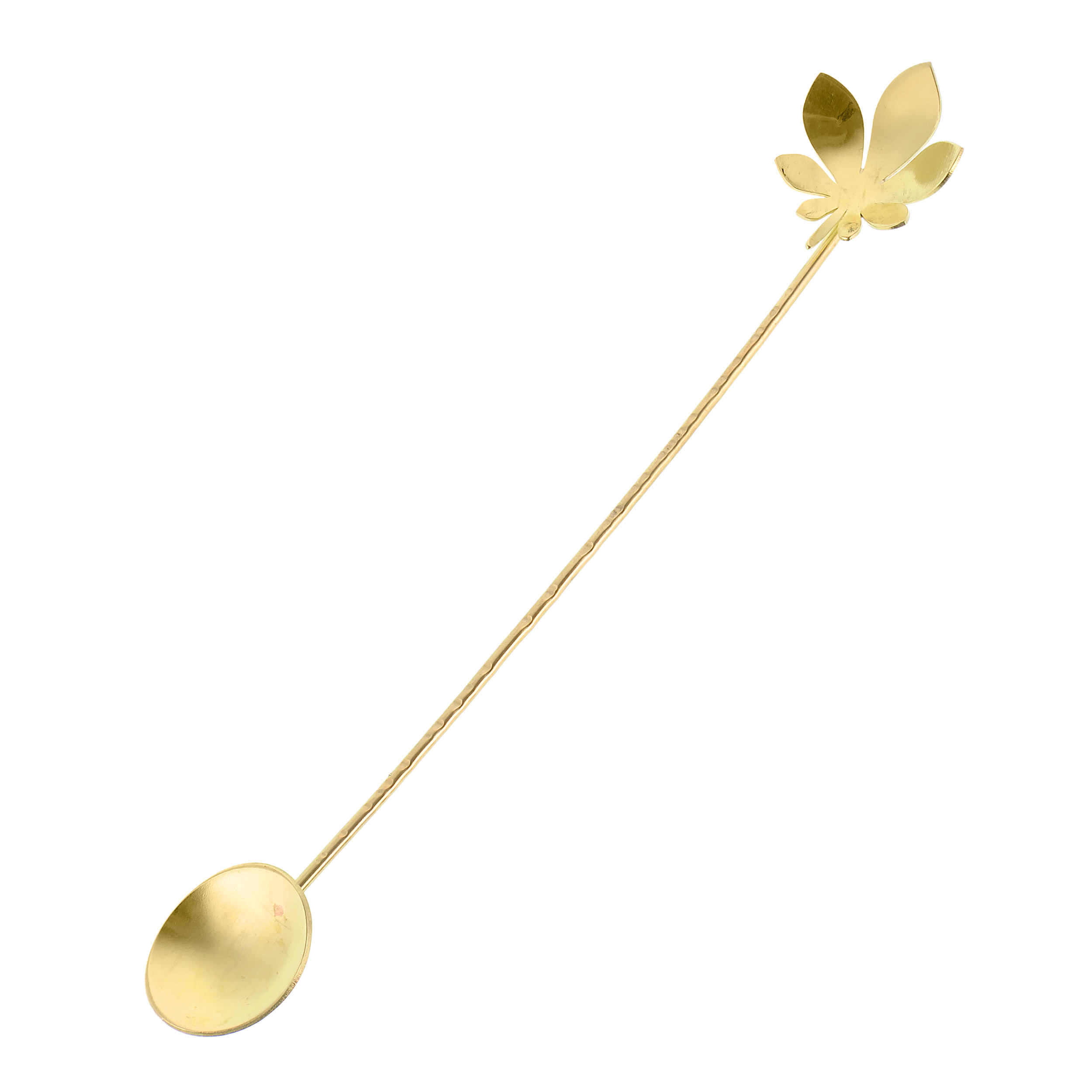 Cuillère à Bar en Laiton avec Design Artisanat de Feuilles - Set de 3 Pièces