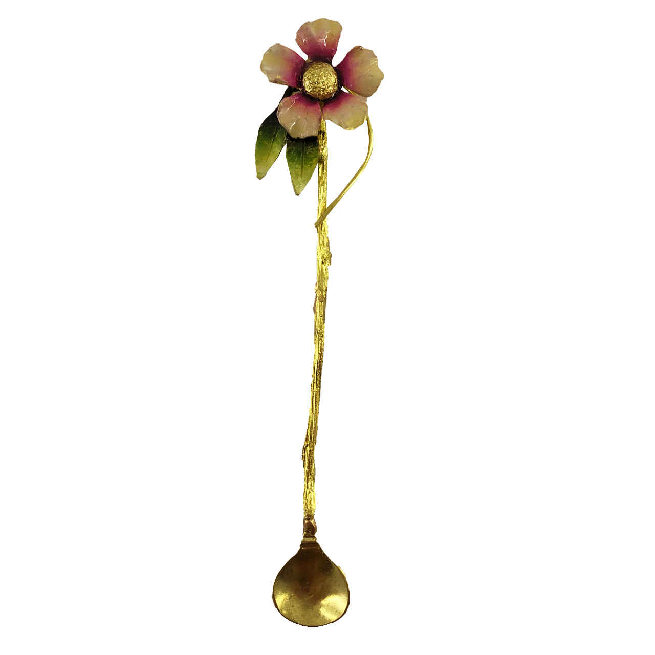 Cuillère à Bar en Laiton avec Design Élégant de Fleurs - Set de 3 Pièces